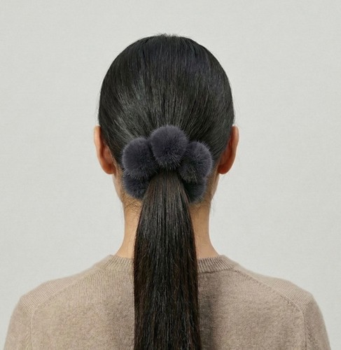 Real mink fur scrunchie pom - real,