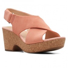Clarks Maritsa Lara  Coral Mid Cork Wedge Heel Platform Sandals Shoes size 4 37
