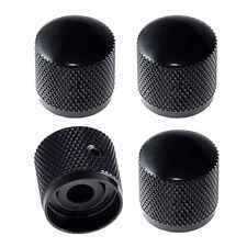 4x Metal Volume Tone Control Knob Electric Guitar Bass Dome Knobs Set 6mm Black