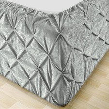 SeventhStitch Crushed Velvet Pintuck Bed Base Wrap Super King Valance Sheet Elas