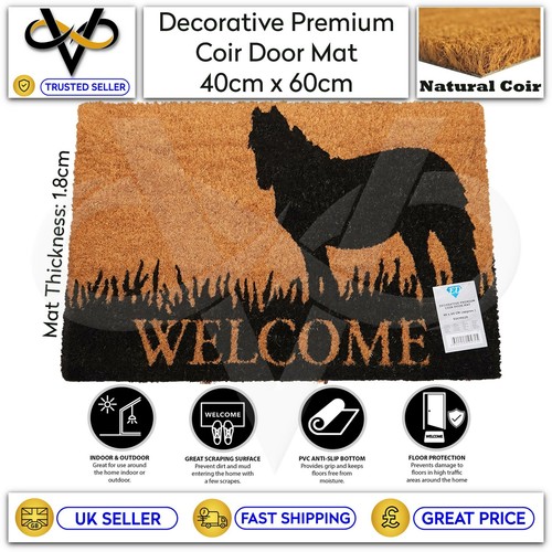 Coir door mat welcome - welcome, horse