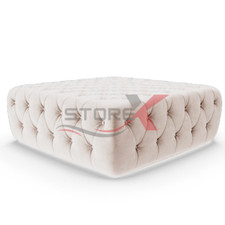 STOREX Diamond Tufted Ottoman Coffee Table – Velvet Upholstered Footstool Bench
