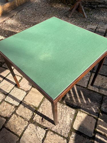 Folding card table green wool - table,