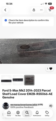 Ford max parcel shelf - ford, s