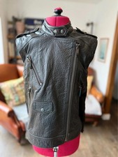 Ashley B Sleeveless Leather Jacket - Size S UK 12
