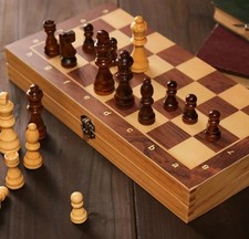 Large Chess Wooden Set Folding