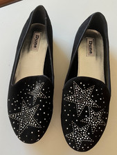 New Dune London black suede Gleamin star diamante flat shoes size 39 uk 6