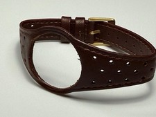 Omega dynamic leather strap band Dark brown watch band