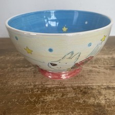 Christmas Bowl Hand Painted M&S Lustre Vintage Snowman Stars Pottery