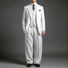 Summer Linen Men Suit Casual Formal Business Wedding Groom Tuxedo Coat Pant Vest