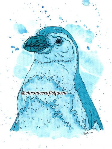 Original watercolour penguin - original,
