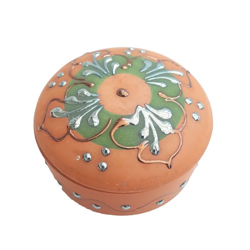 Ceramic jewellery box brown - ceramic,