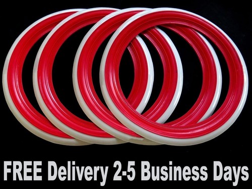 Red white wall tyre - red,