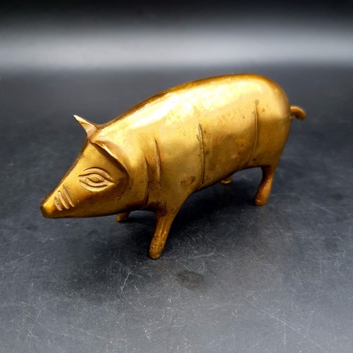Brass pig figurine vintage - pig,