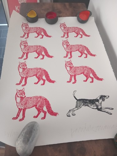 Foxes and hounds print - and,