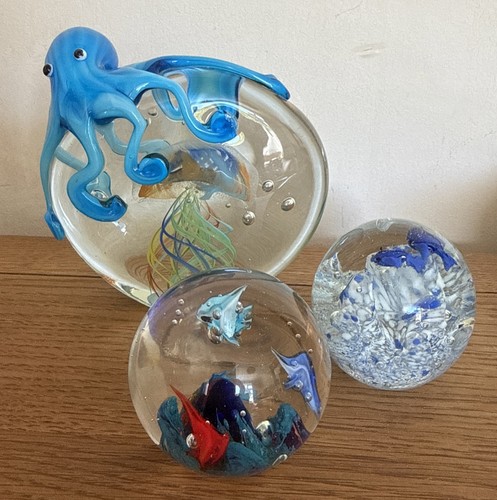 Three sea life - sea-life, paperweights