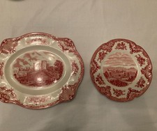 Johnson Brothers pink Old Britain Castles platter (28.5cm x 23.5cm) & side plate