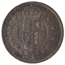 1887 British Victoria Silver Half Crown Coin