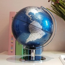 25cm Rotating World Globe Blue