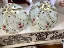Pair Vintage Floral Glass