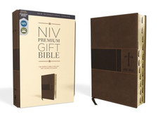NIV, Premium Gift Bible, Leathersoft, Brown, Red Letter - Leather / Fine Binding
