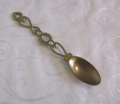 Vintage welsh brass love spoon - love,