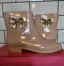Mel by Melissa nude beige wellington ankle boots - UK Size 5 -gold bow wellies 