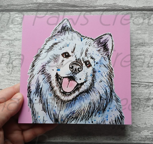 Samoyed greetings card funny - samoyed, card,