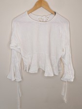 Zara White Long Sleeve Peplum