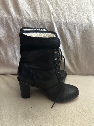 Clarks black leather heeled