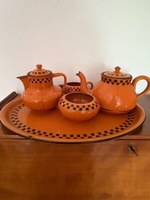 Vintage Enamel Orange Teapot