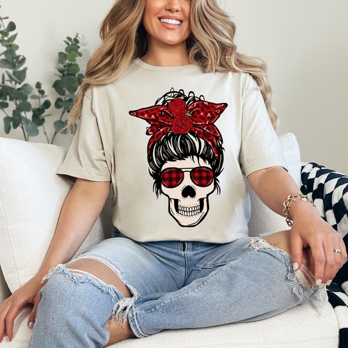 Messy bun skull - messy, bandana