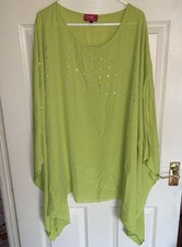 Gemma Collins Lime Green Diamanté Embellished Polyester Poncho 20-22 Pre Loved 