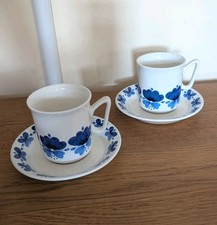 Vintage Stavangerflint Rolf Froyland pair Viola Mugs & Saucers 1950s Norway RARE