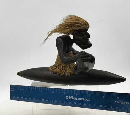 Hand carved wood canoe - carved,