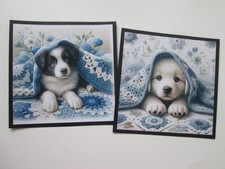 EXCLUSIVE - 2 x PEEPING COLLIE & LABRADOR PUPS  UNDER A BLANKET  Card  Toppers