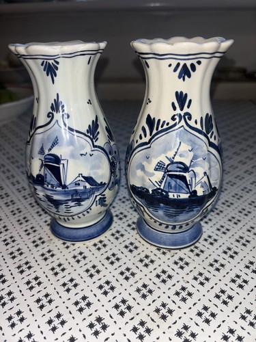 Delft blue vases windmill - blue,