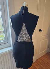 Zara Black Bodycon Dress, Lace Back, Size 10, Sleevless, Thick Fabric