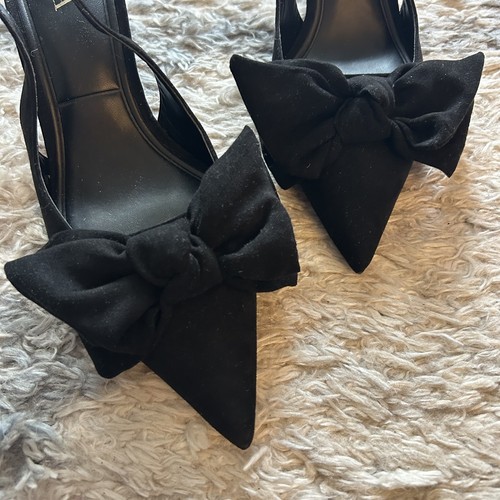 Zara faux suede black bow - faux,