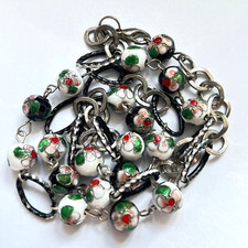 Pretty Necklace with Cloisonne Beads and Oval Enamelled Links