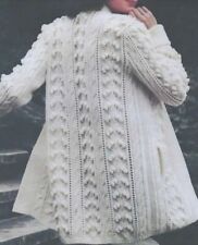 1610 LADIES LOVELY ARAN COAT VINTAGE KNITTING PATTERN  32-40" 