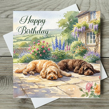 Labradoodle birthday card - labradoodle,