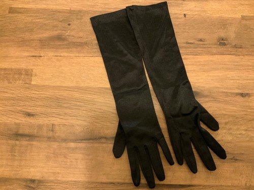Black satin opera length - black,