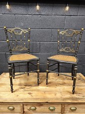 Pair Antique Ebonised Chairs