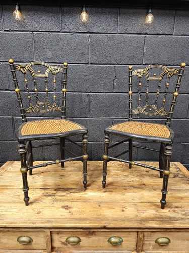 Pair antique ebonised chairs - pair,