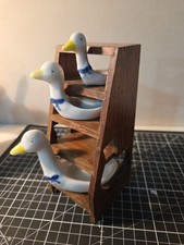 Vintage Goose Geese Duck Measuring Spoons With Wooden Rack