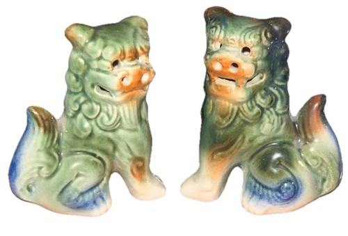 Pair vintage ceramic foo - pair,