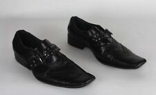 Rare Mens Alberto Fellini Size 8 UK Black Leather Shoe Artics Dagg er Square Toe