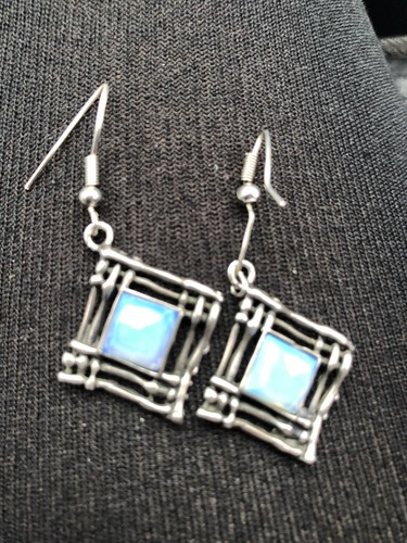 Blue opaline vintage earings - blue,