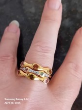 NEW Natural multi-Tourmaline Ring Set Size T Yellow Gold Vermeil Sterling Silver